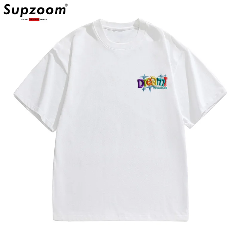 Supzoom New Arrival Summer High Street Splash Ink Embroidery Neutral O-neck Casual Heavy Texture Cotton Ins Loose Men T shirt