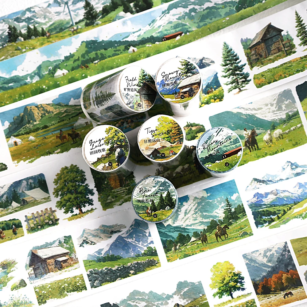 6 styles 40/60mm*200cm Life is a wilderness series Mountain forest theme sticker DIY decorative sticker Scrapbooking Material