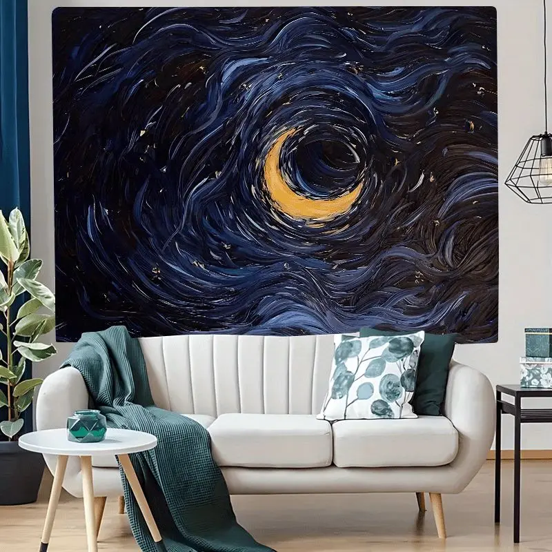 VIKAMA Minimalist Retro Starry Sky Tapestry, Oil Painting Wall Hanging, Aesthetic Wall Decor for Bedroom Studio Art Museum Decor