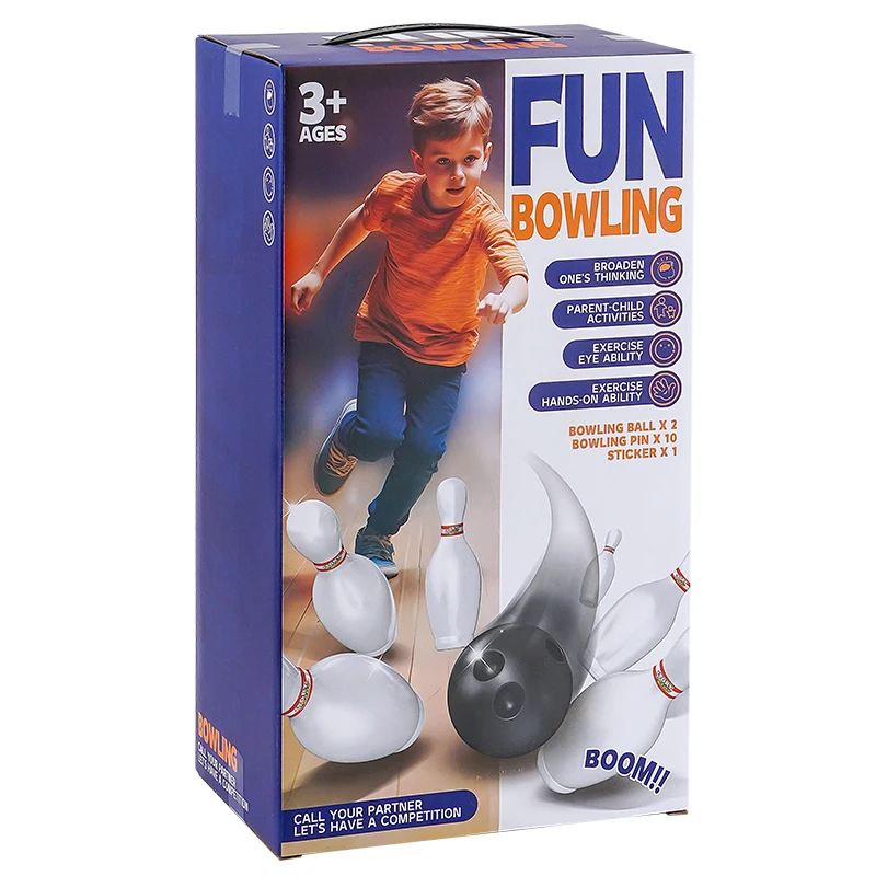 Duża gra w bowling z kulami o średnicy 7,5 cala do sportów halowych, sprzęt do zabaw na świeżym powietrzu dla dzieci, zestaw do ćwiczeń fizycznych - 10 kręgli, 2 kulki