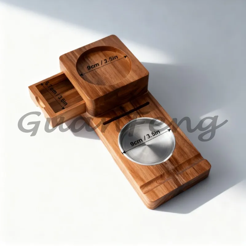 Solid Ashtray With Cigar Drawer  Cup Holder Tray Cigar Box Premium Cigar Enthusiast Accessories Manufacturer Wholesale