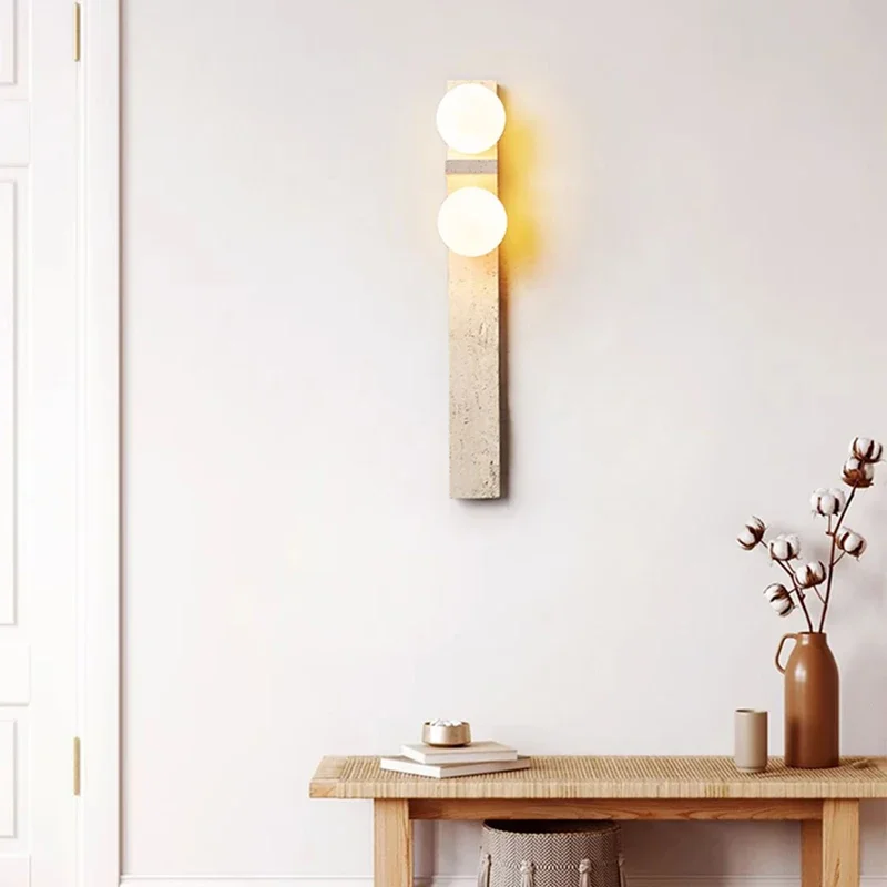 

2025 new wall lamp Sconce natural stone LED lamp white glass G9 decorative art indoor bedroom dining atmosphere lighting fixture