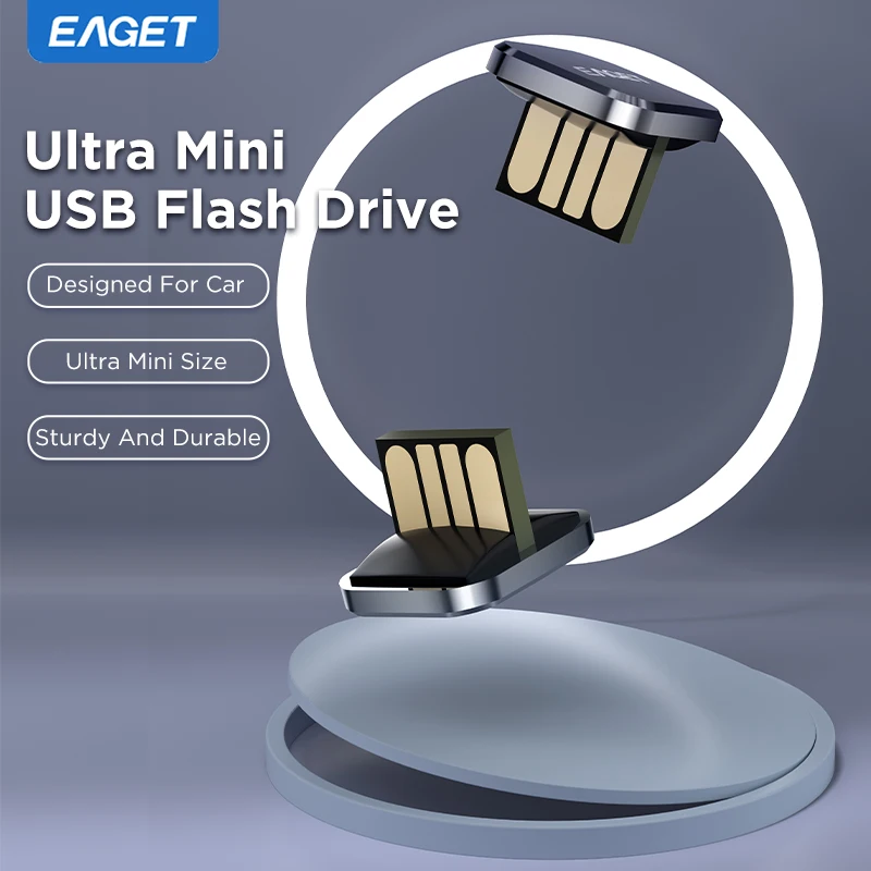 EAGET 8GB/16GB/32GB/64GB Mini Car USB2.0 Flash Drive - U8A, Zinc-Alloy Material, Plug & Play, with Stainless Steel Gift Box