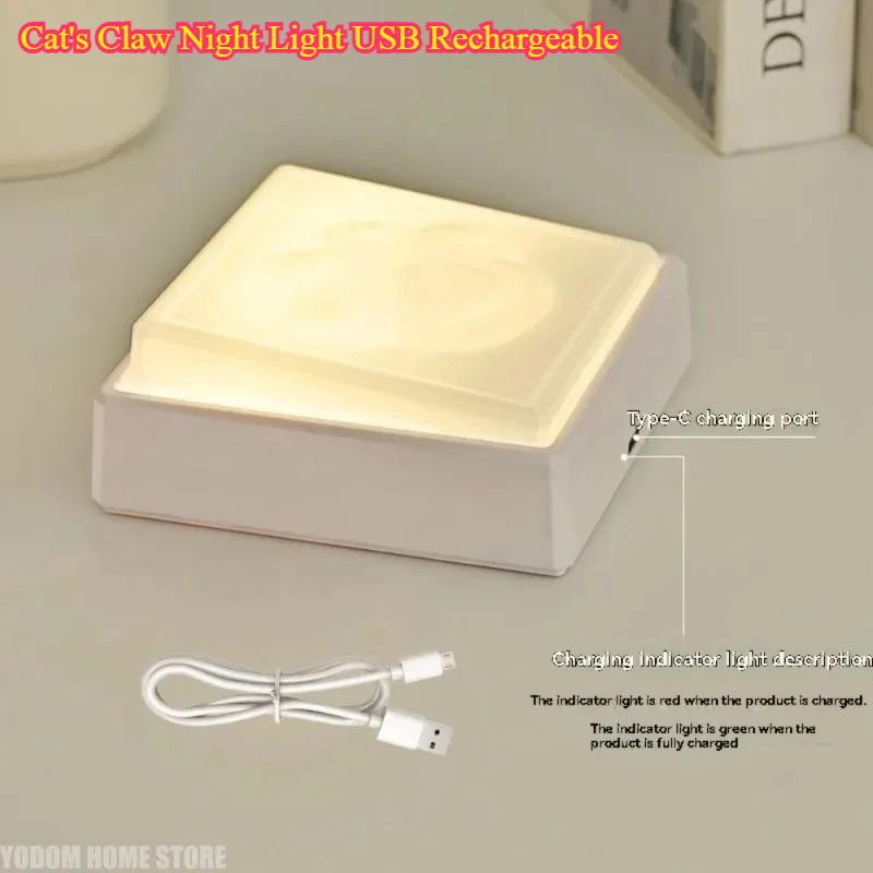 

Ночник «Кошачья лапка» с USB-зарядкой – светодиодный магнитный светильник для дома, прикроватный, с таймером