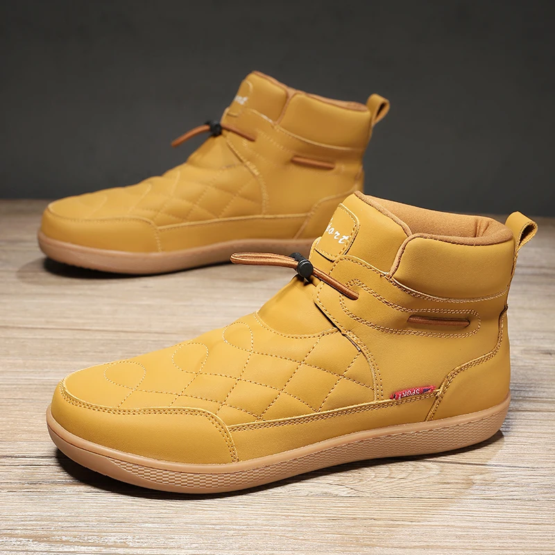 New Outdoor Leather Men Ankle Boots Minimalist Men Hiking Shoes Zero Soles Wide Toe Barefoot Boots Winter Men's Walking Sneakers