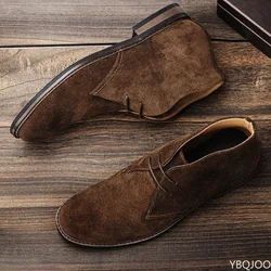 Genuine Leather Men Desert Boots Retro Suede Leather Men Ankle Boots