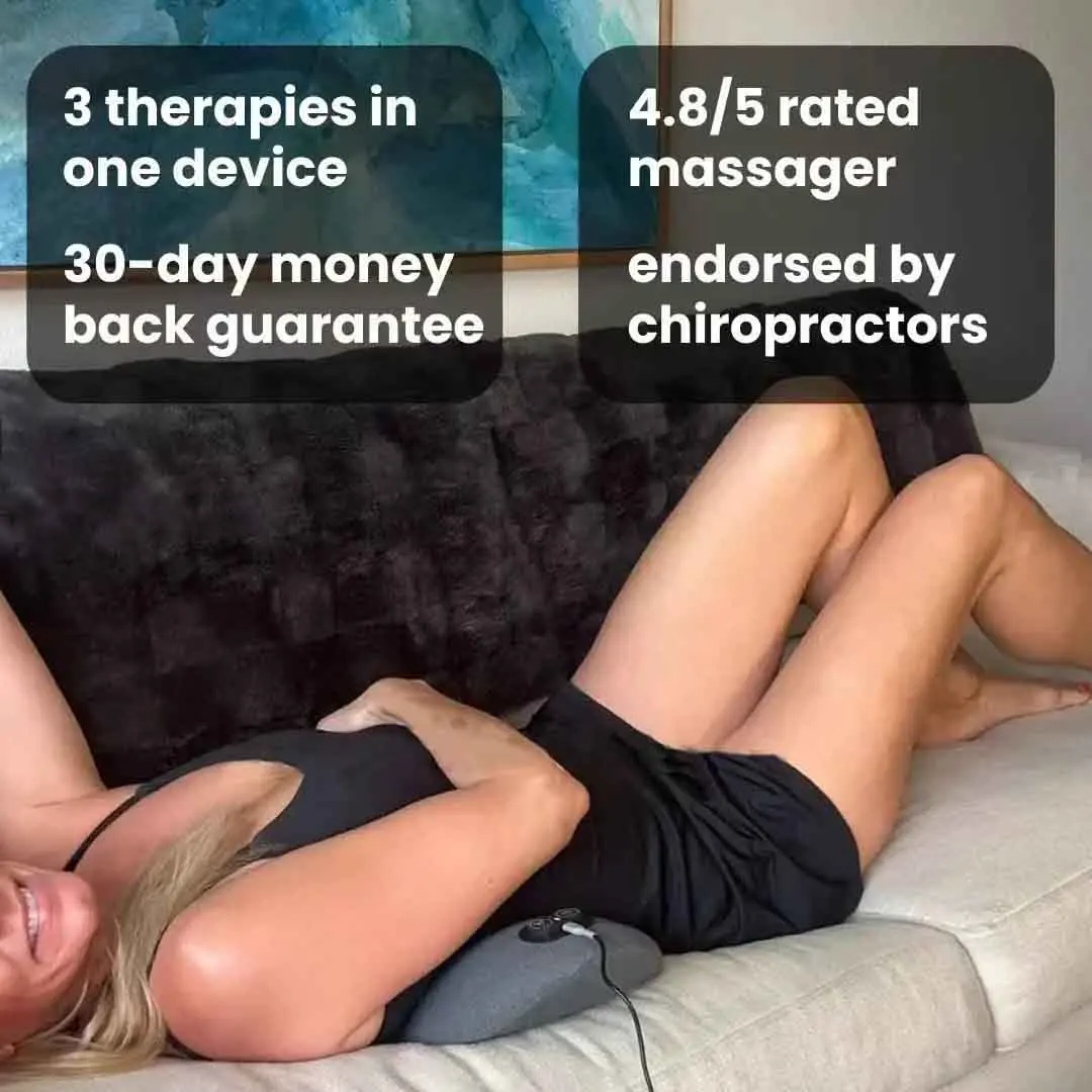 Emeka 3-in-1 Back Massager Heat Vibration for Back Pain Relief Herniated Disc Stretch Support Traction Lower Back Massage Pillow view 2