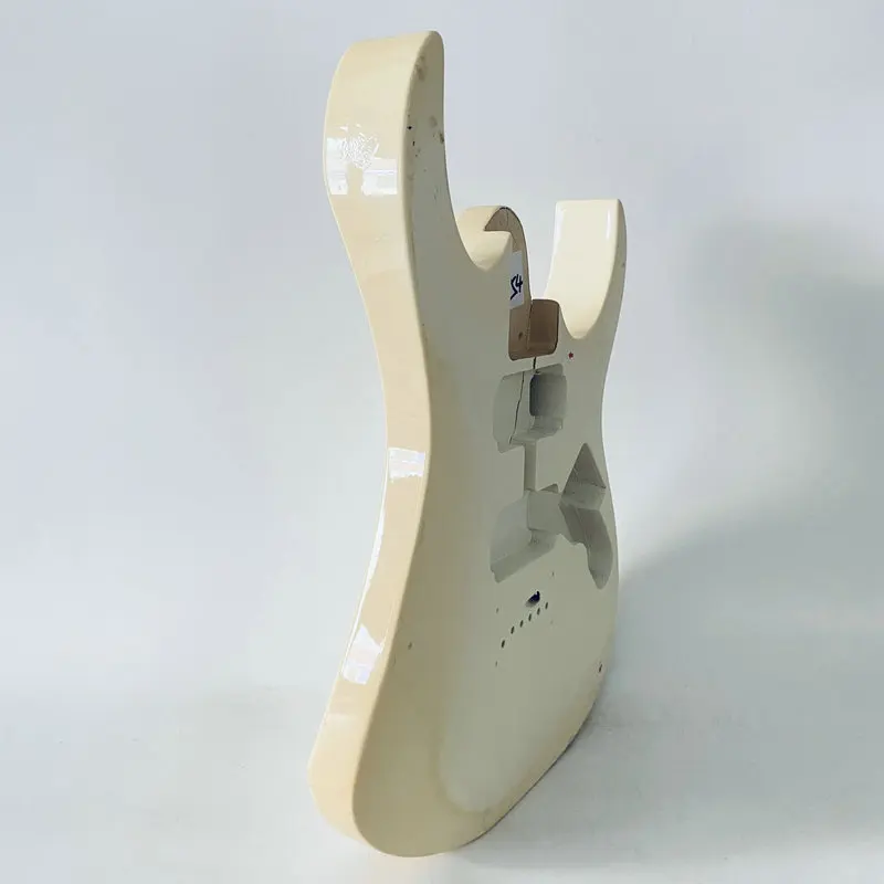 AB054 White Colpr ST Guitar Body Unfinished String Through Body Right Hand With Damages and Cracks HH Pickups Special Sales