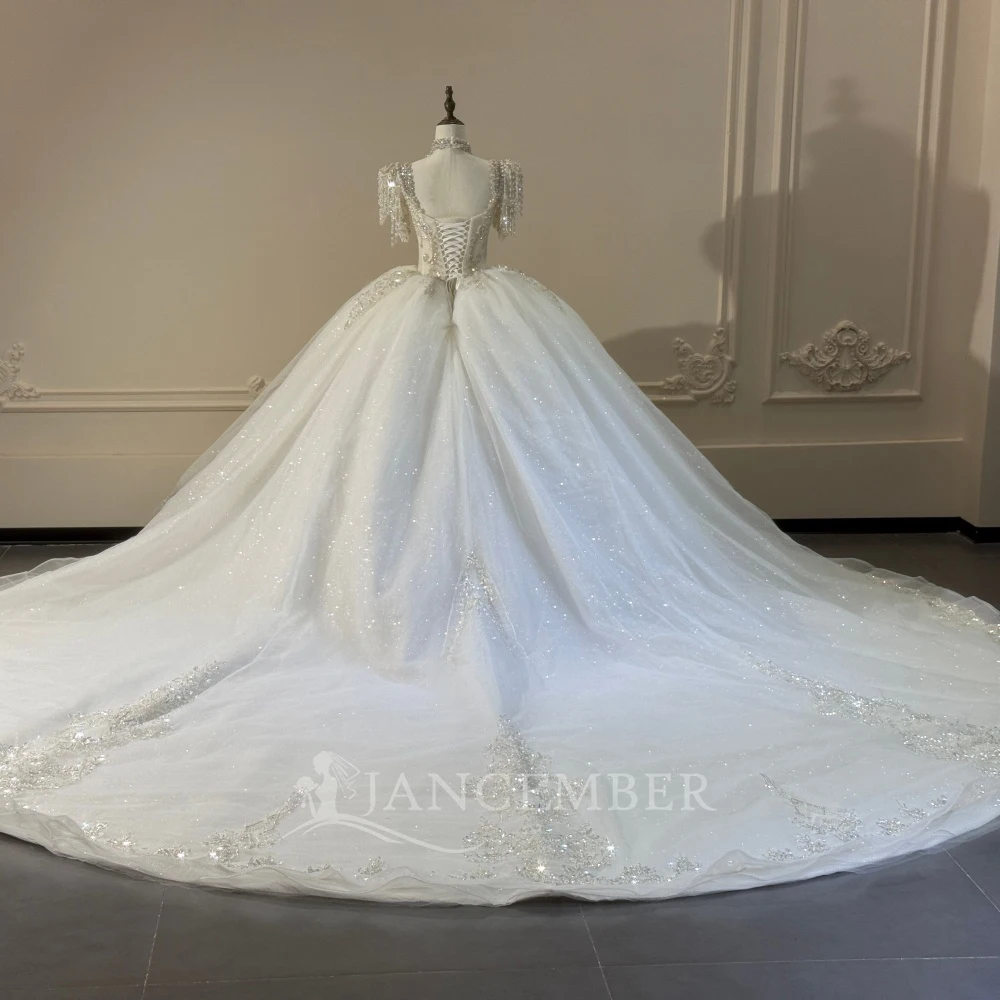 Glitter Wedding Dress for Women Square Collar Ball Gown Bridal Dress Elegant Princess Customized Wedding Gown Vestido De Novia