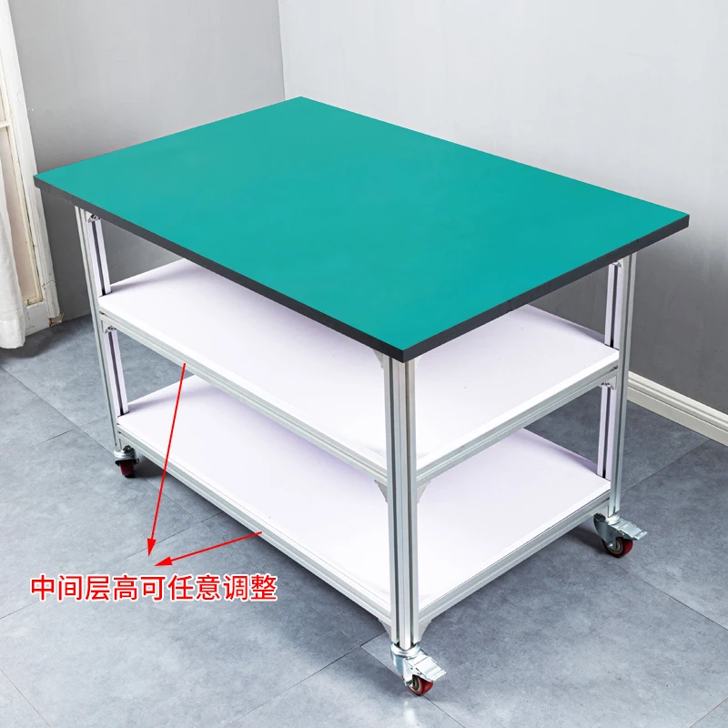 Material anti-static workbench three-layer with wheels movable turnover trolley double-layer packing table