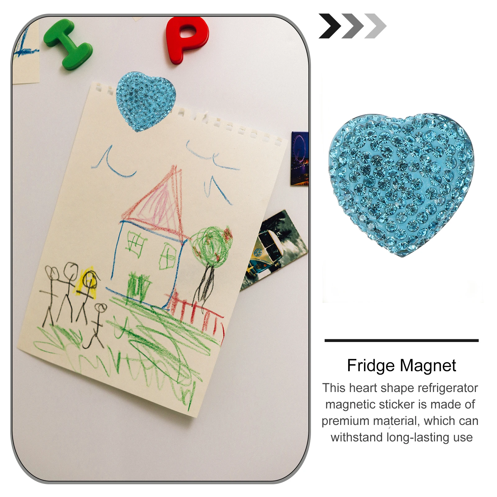 

2Pcs Heart Rhinestone Metal Fridge Magnet Sticker Adsorption Stainless Steel Decor for Refrigerator Freezer Dryer Iron