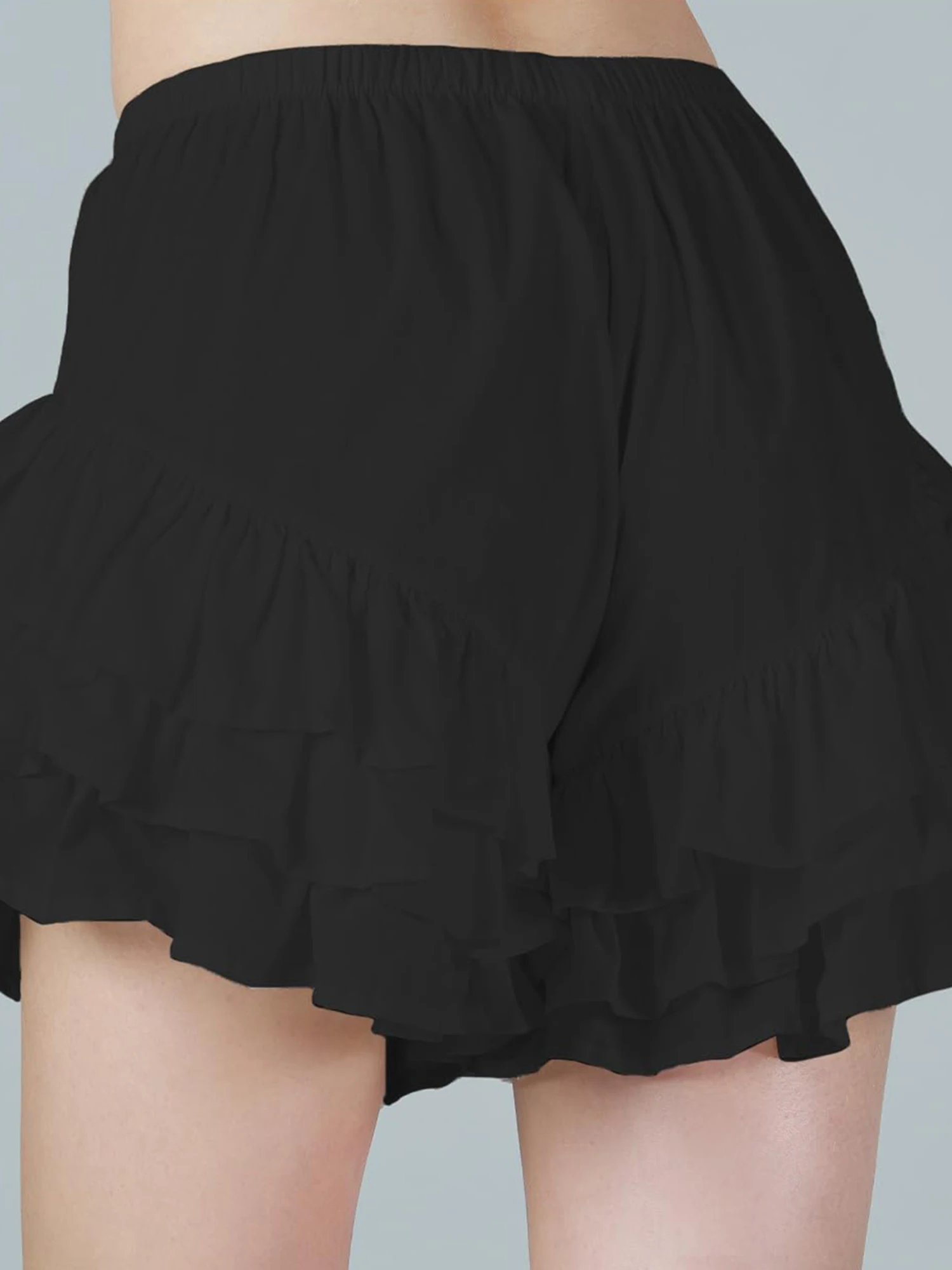 Damen geschichtete Rüschen Shorts y2k niedrige Taille Spitze Shorts einfarbige Bloomers Lolita Shorts Harajuku Streetwear