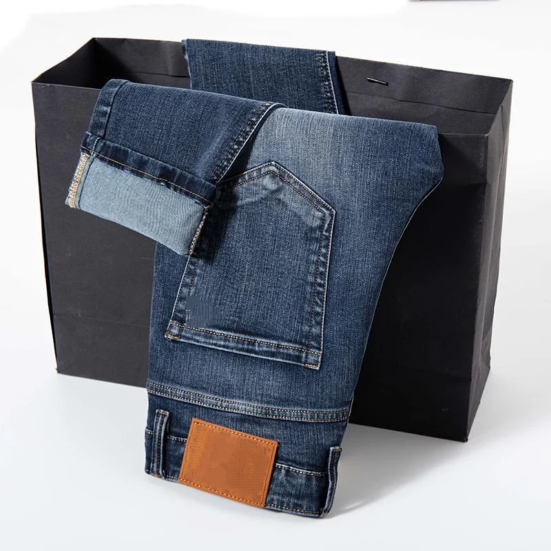 

Spring Summer Jeans Trend Versatile Men's Jeans Slim Fit High-End Elastic Versatile Blue Small Straight Leg Pants