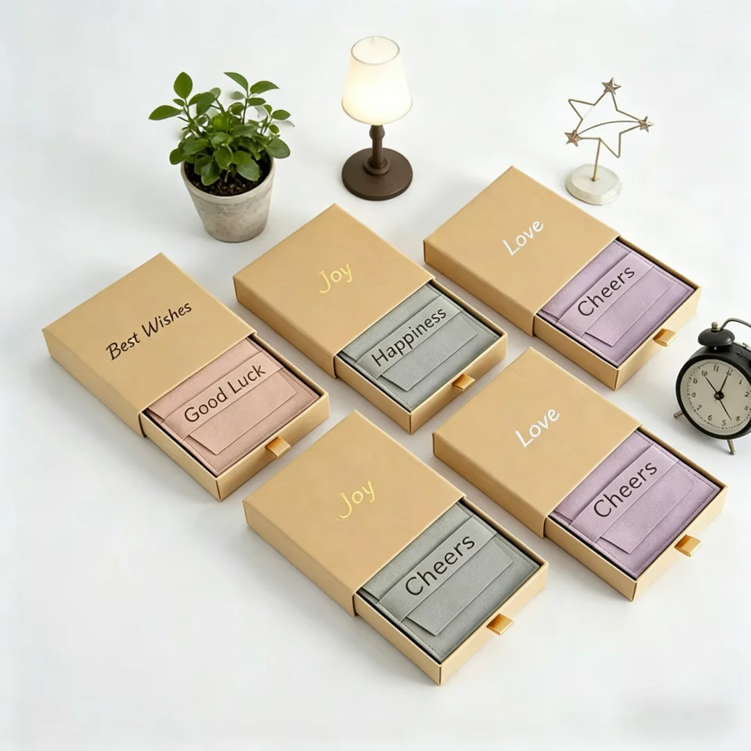 

100Pcs Custom Logo Brown Velvet Jewelry Storage Boxes with Flap Bag Necklace & Ring Case Wedding Gift Earrings Organizer Drawer