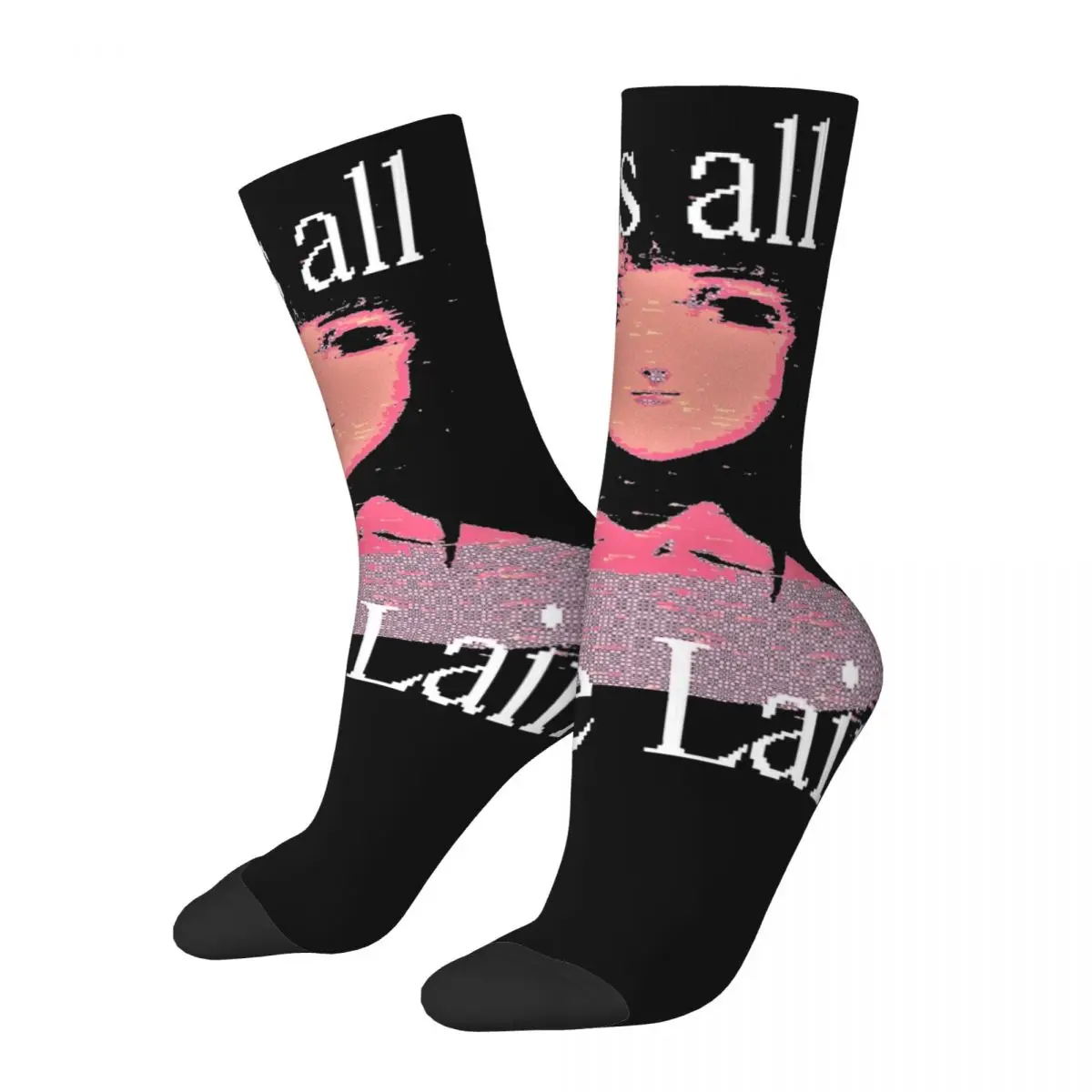 

Happy Funny Male Men Socks Lets All Love Lain Serial Experiments Lain Sock Anime Graphic Women Stockings Summer Autumn Winter