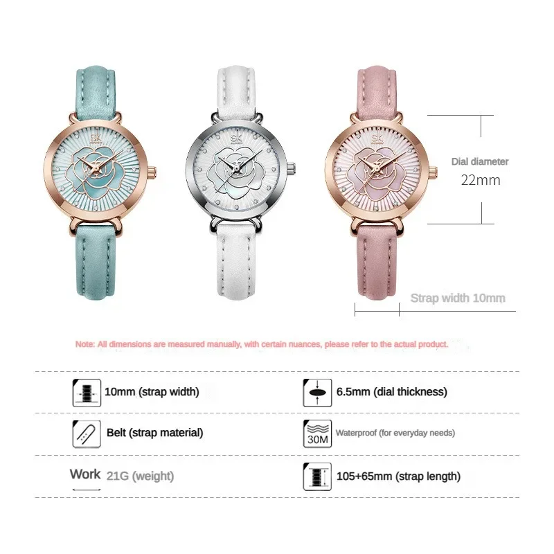 SK-Reloj de pulsera de cuarzo para mujer, accesorio de pulsera resistente al agua con correa rosa, de nicho premium sense