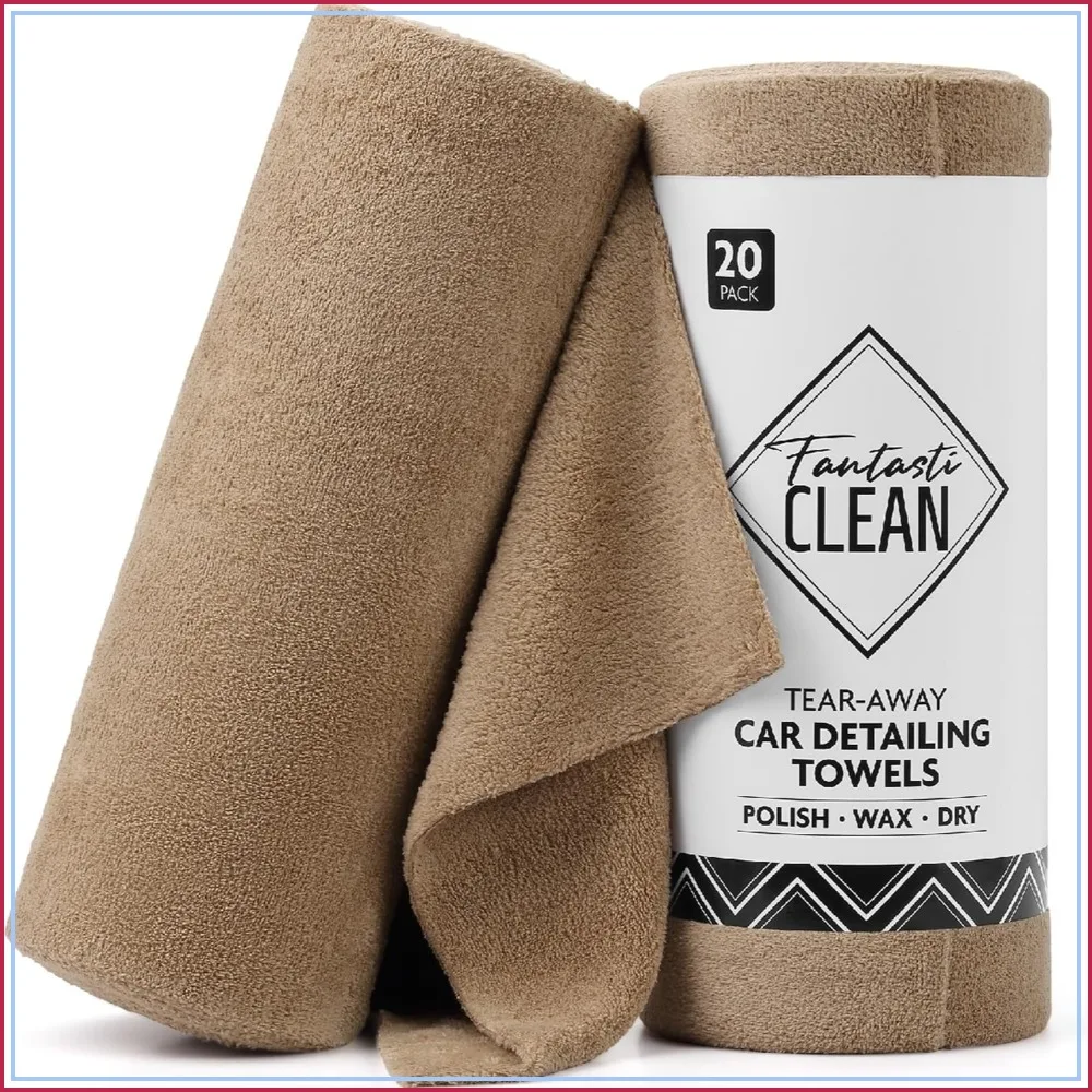 

Ultra Absorbent Microfiber Towels for Cars, 14"x14" 20-Pack Tear Away Roll, Scratch-Free Drying & Polishing
