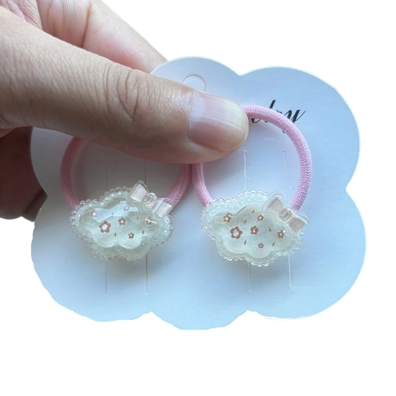 2PCS Cartoon Sequin Rabbit Bear Lovely Girls Elastic Hair Bands Princess Hair Accessories Children Hair Ties Baby Headwear