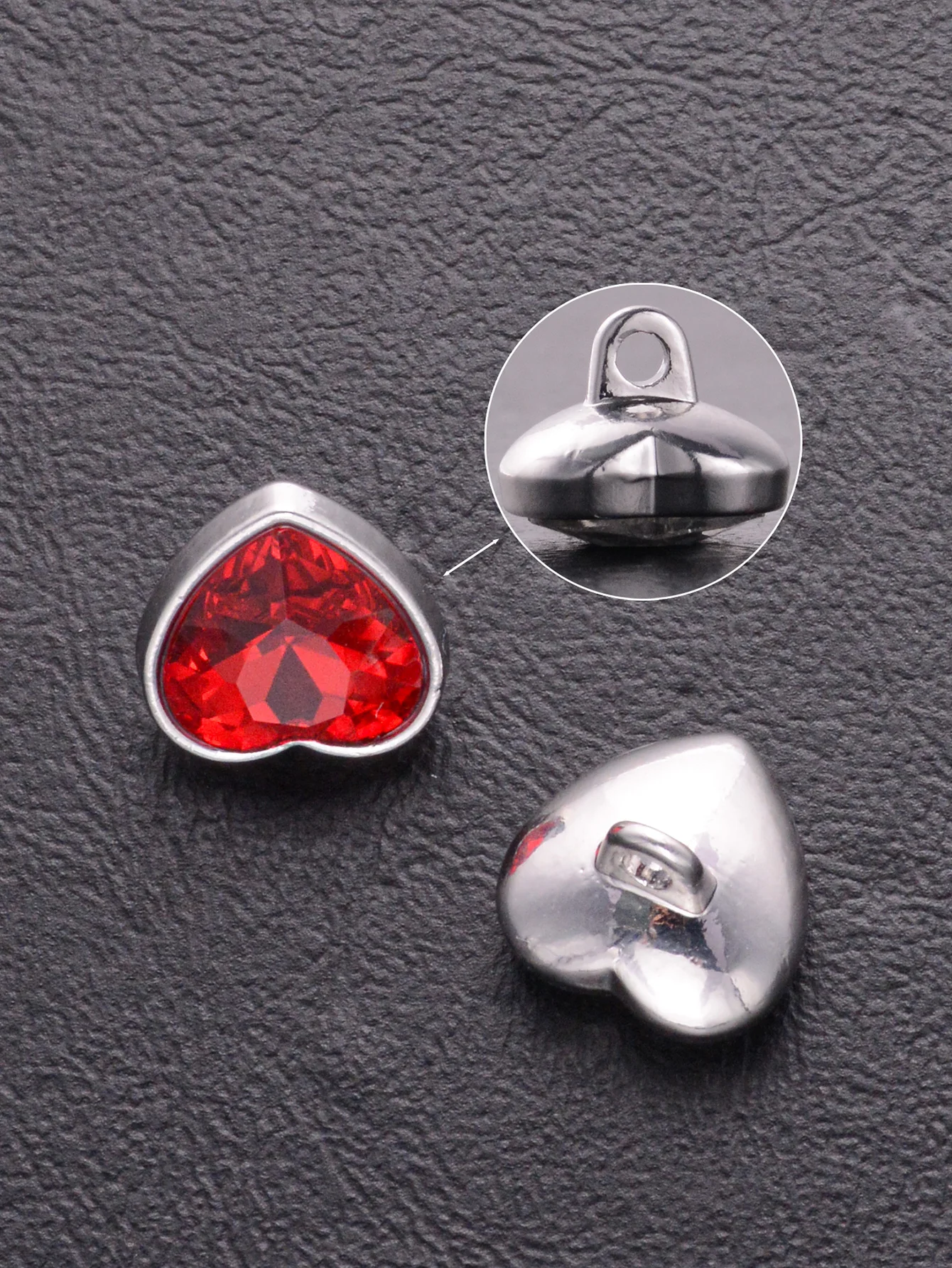 8pcs/pack 12mm Cute Heart Red Rhinestone Jewelry Buttons For Shoes Sweater Hats Coat DIY Decorative Home Accessories