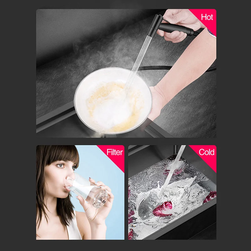 ASRAS SUS 304 Stainless Steel Nanometer Black Cup Rinser Bar Counter Sinks Handmade  Washer For Milk Tea Cafe Fast Food Shop