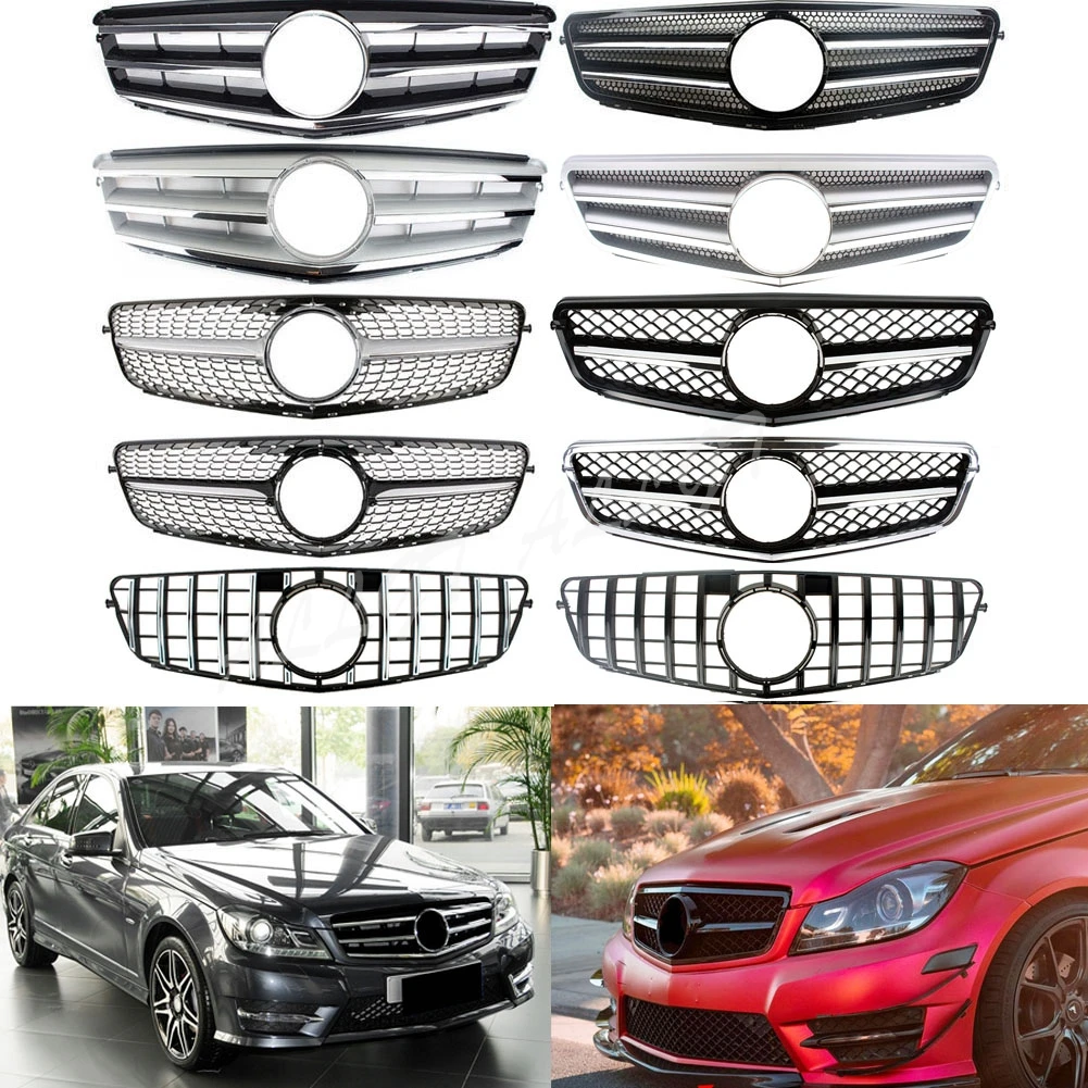 

Front Racing Facelift Grilles Upper Billet Bumper Grill For Mercedes-Benz W204 C Class 2008 2009 2010 2011 2012 2013 2014