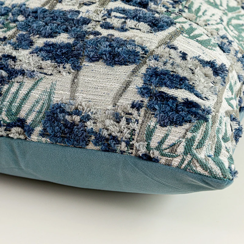 30X50/45X45/50X50CM Blue Plush Throw Pillow Cover Jacquard Ancient Stamping Waist Cushion Cover Decor Home Decorative Pillowcase