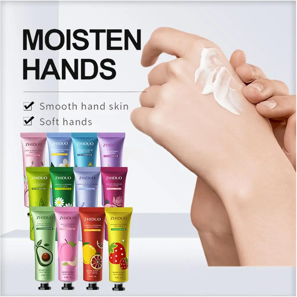 1Pc Hand Cream Random Style for Dry Cracked Hands Fruit Series Moisturizing Hand Lotion Gift Hand Cream Travel Size in Bulk 30g