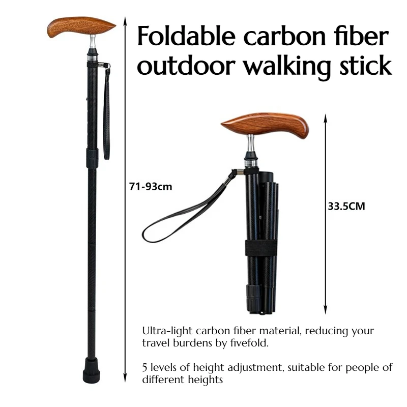 

Carbon Fiber Foldable and Stretchable Outdoor Walking Stick Portable and Wearable Ultra-light Travel Tool for Outings