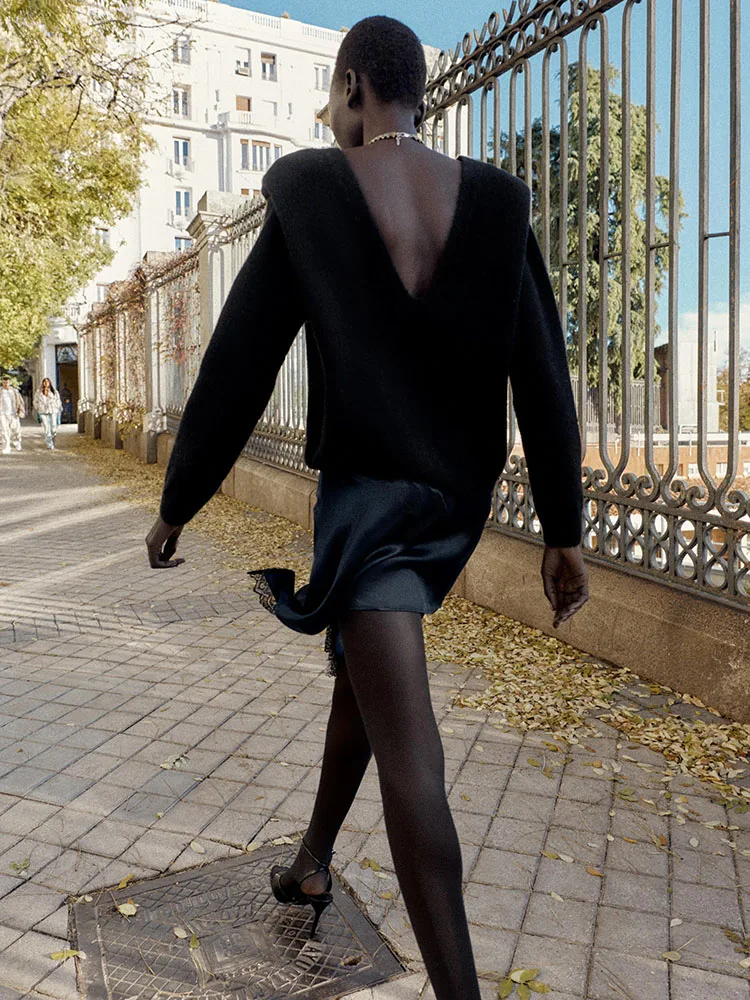 High-End ZA2025 Women's Winter New Patchwork Silk Satin Texture  Skirt Ethnic Stage Costume Premium Quali Faionable