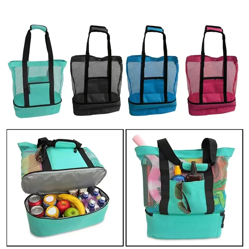 New Thermal Insulation Bag Handheld Lunch Bag Useful Shoulder Bag Cooler Picnic Bag Mesh Beach Tote Bag Food Drink Storage