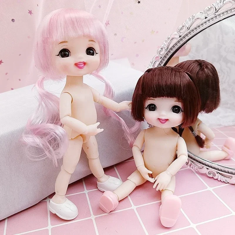 16cm bjd Puppe 13 verbunden mehrfarbige Frisuren niedliches Gesicht mit Schuhen für Mädchen Spielzeug nackte Körper Mode Geschenk