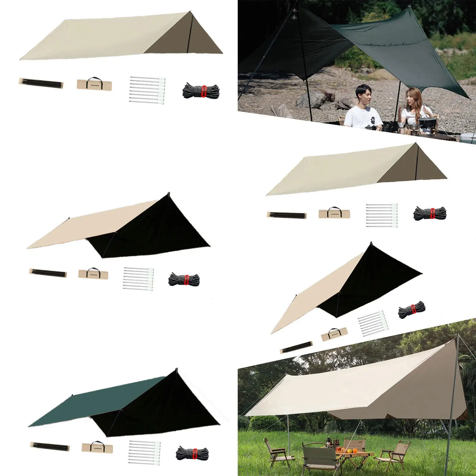

Hammock Tent Lightweight Sunshade Cloth Shelter for 2-4 People Hammock Rainfly for Travel Beach Picnic Backpacking Outdoor
