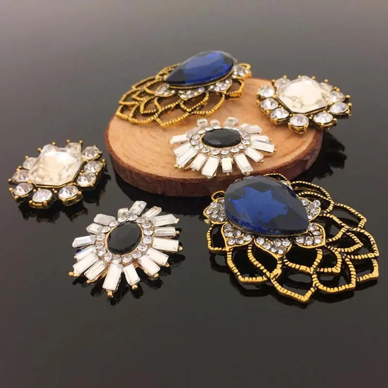 Engood 100Pcs Retro Discredit Alloy Rhinestone Buckles Sewing Trim & Embellishments Craft Button DIY Wedding Hair Accessories