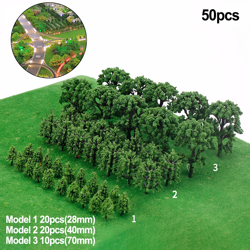 50PCS Miniature Trees Model Train Railroad Wargame Scenery Landscape Scale DIY Accessories Home Decor Sand Table Models