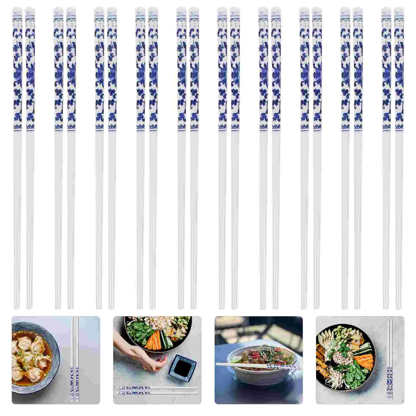 

10 Pairs Decorative Storage Baskets with Lids Chopsticks Reusable Long Ceramic Classic Home