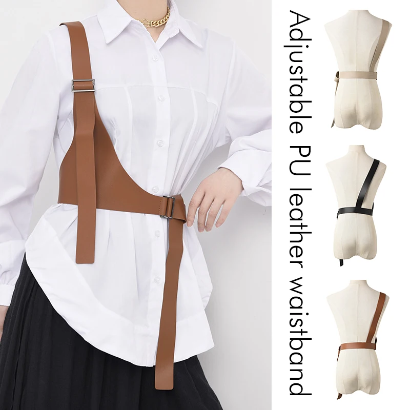 

PU Leather Irregular Split Strap Belt Personality Women Girdle Girdle Tide Nightclub Shirt Waistband Accessories