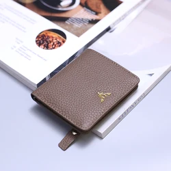 2022 New Women's Short Ultra Thin Mini Wallet Chic Christmas Deer Button Short Purse Ladies Genuine Leather Card Holder Wallet