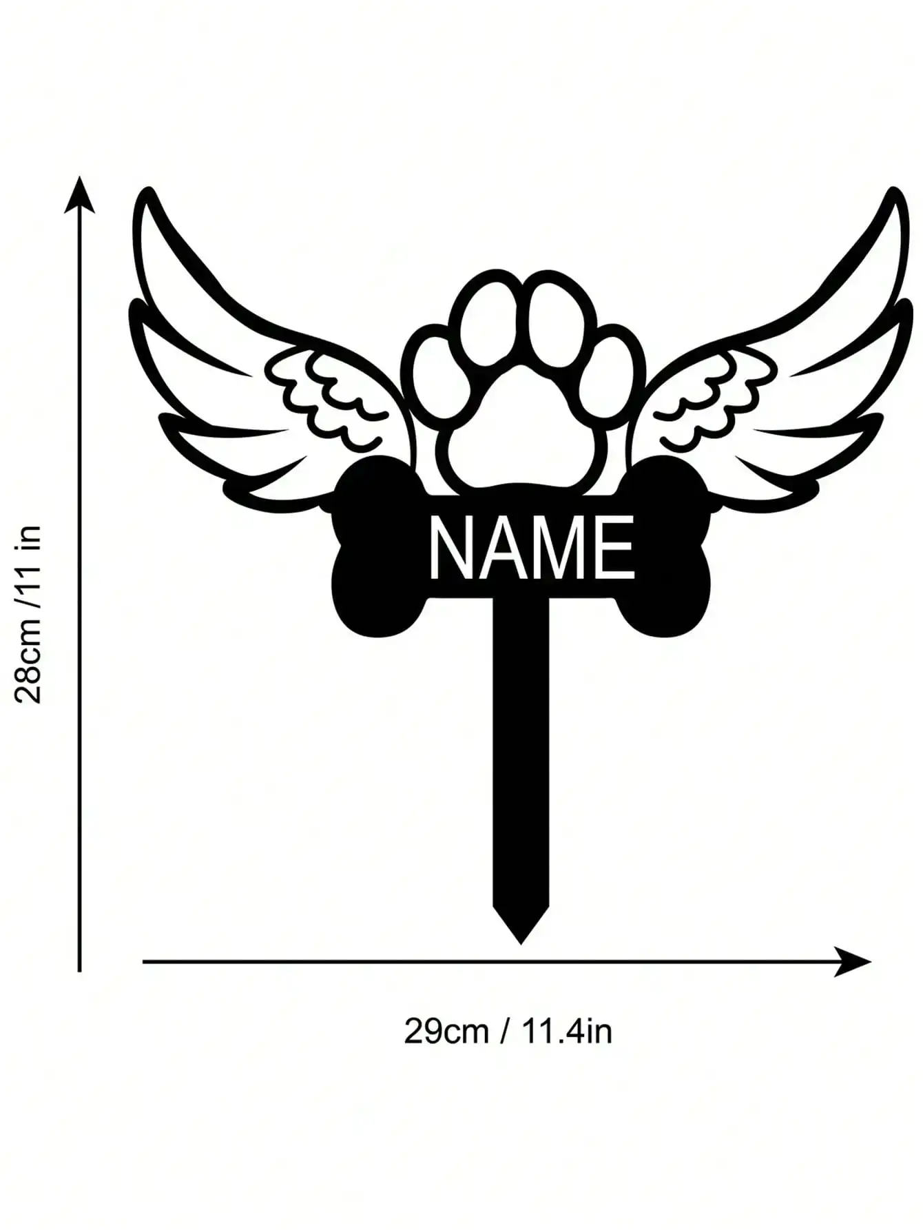 

Custom Angel Wings Paw Print Pet Memorial Garden Flag Grave Decor