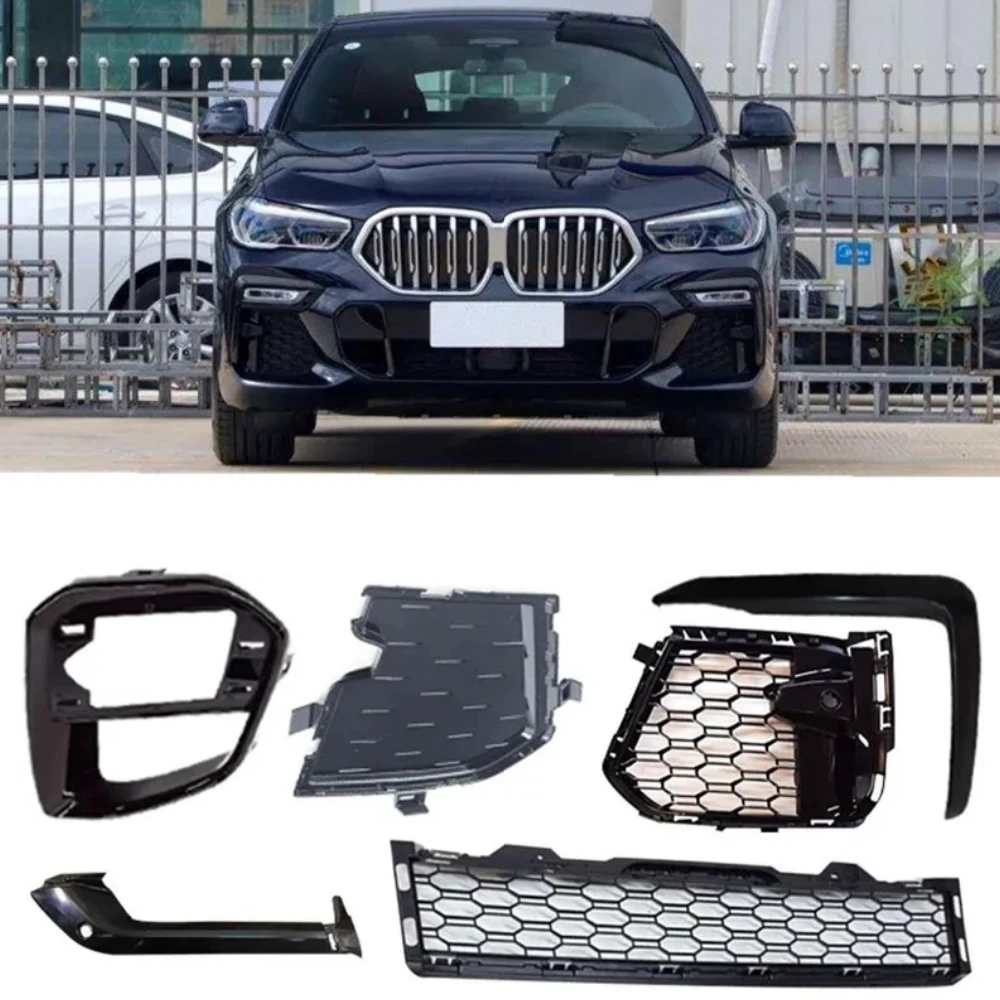 11PCS Front bumper fog lamp cover grill kit For BMW X6 G06 2020-2022