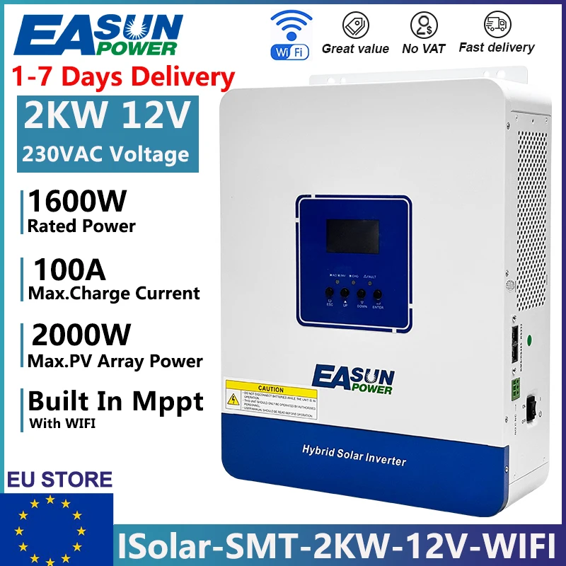 EASUN Power 6.5KW 4KW 2KW Hybride Solar Inverter 48V 24V 12V 230V 120A MPPT laadregelaar Off Grid Zuivere Sinusgolf Met WIFI
