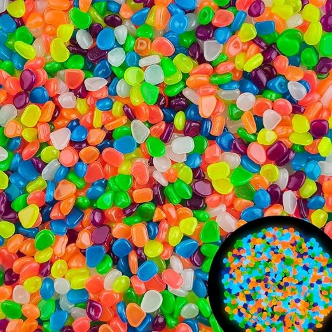 500Pcs Glow in The Dark Garden Pebbles, Gardening Luminous Glow Stones Outdoor Decor Glowing Water Fish Tank Gravel