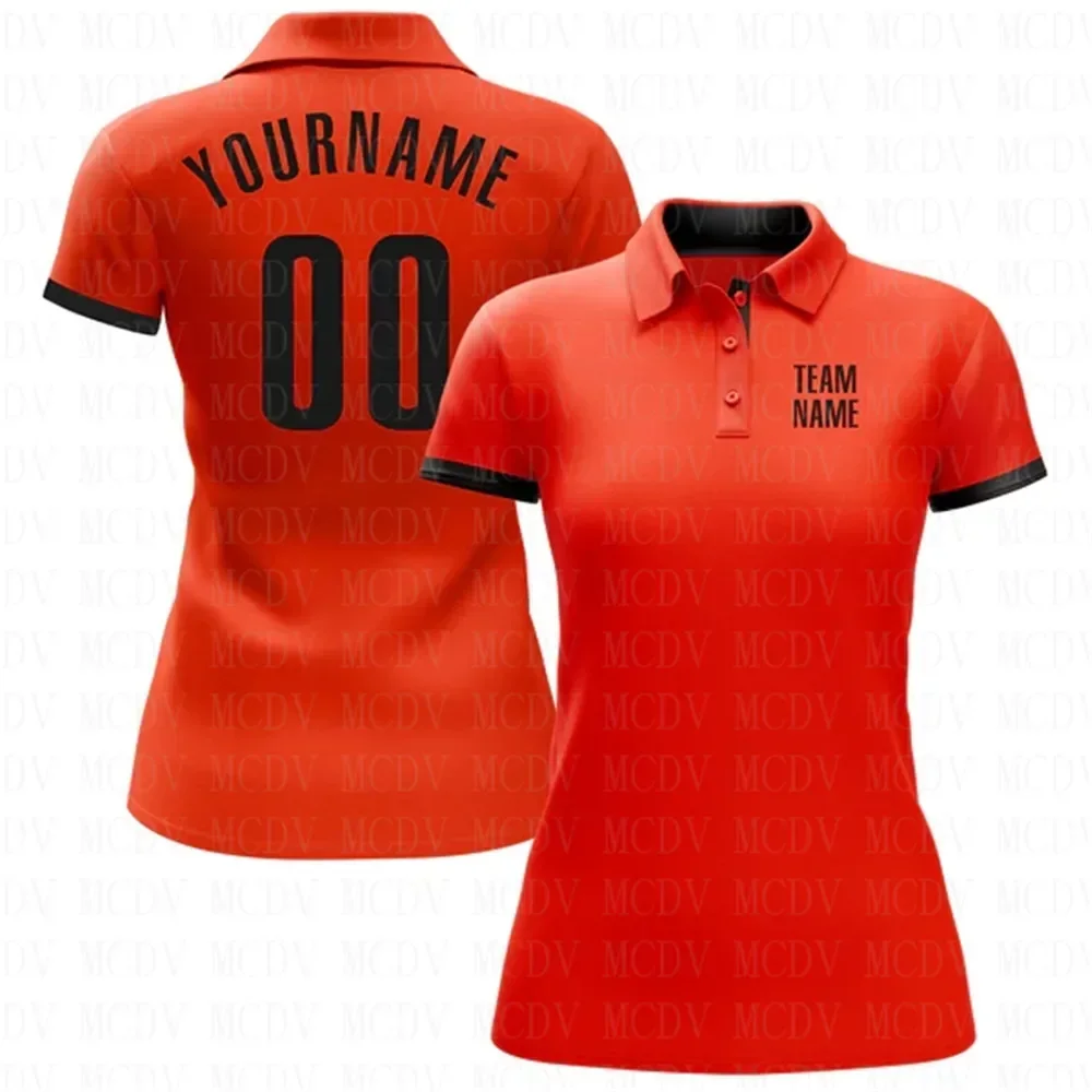 Custom Orange Royal Performance Golf Polo Shirt 3D Printed Women's Golf Polo Oversized Shirt Summer Sports Tops