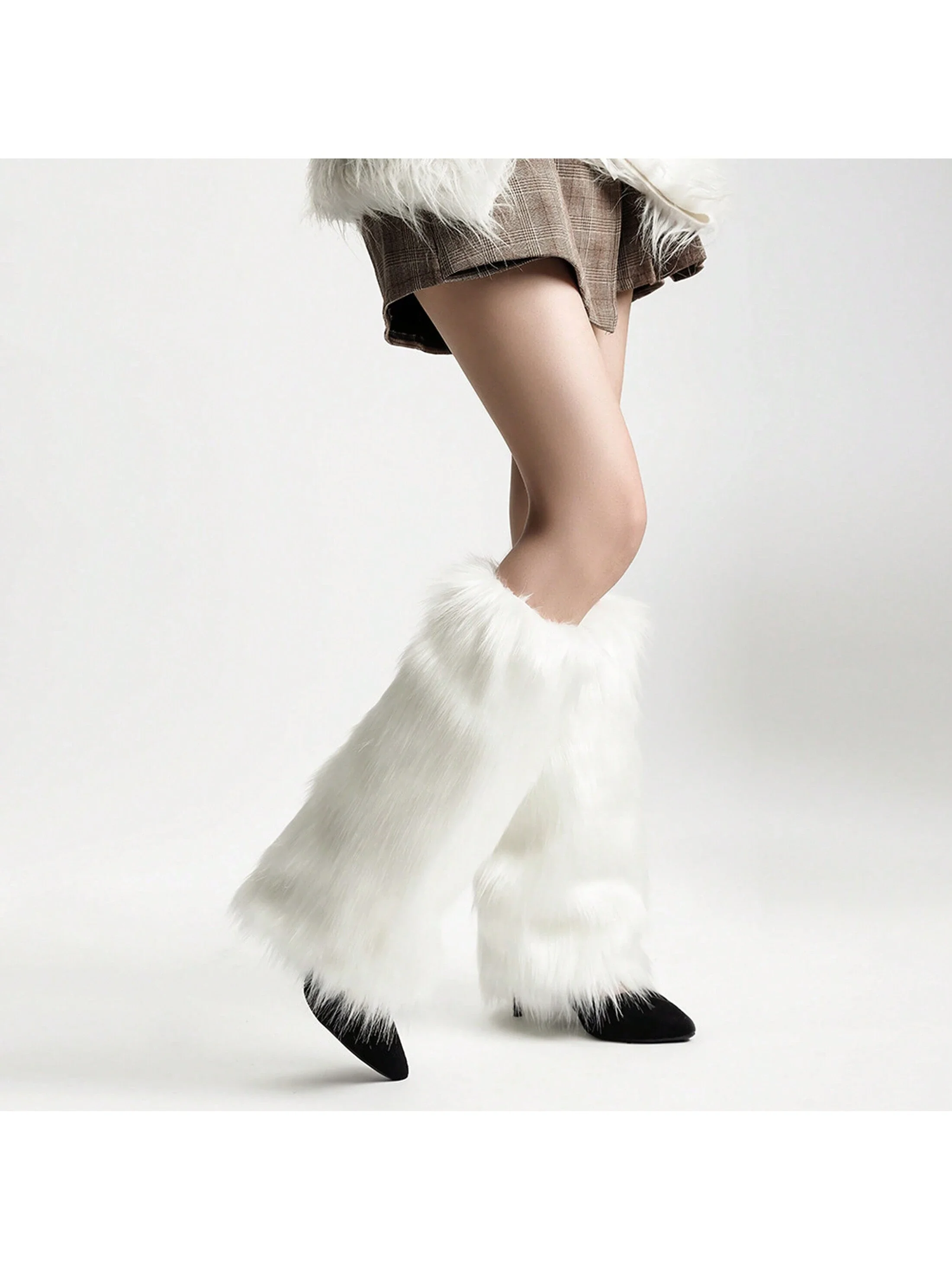 1 paio di scaldamuscoli finti bianchi da 20/40 cm per l'inverno, adatti per l'uso quotidiano o costumi di attività festival per feste, decorazioni per le gambe