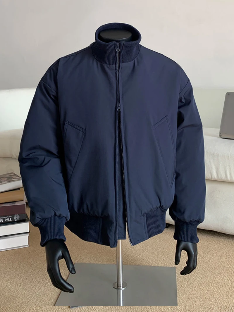 韓国ファッション冬ジャケットメンズカジュアル綿入りジャケットストリートウェアスリムフィットかさばらないスタイリッシュなボンバージャケット保温トレンド