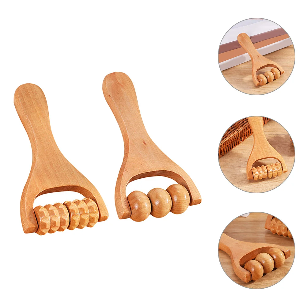 

2 Pcs Foot Massage Tools Back Roller Neck Stick/massage Hammer Wooden Muscle Massager