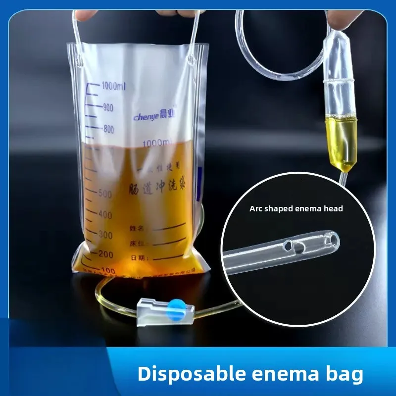 

Одноразовый мешок для клизмы для очищения кишечника, система орошения толстой кишки на 1000 мл с трубкой и аксессуарами, многоразовый для домашнего использования