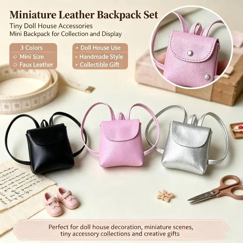 Cute Mini Leather Shoulder Backpack 1Pcs for 1/6 Zsiga Doll Dress Up DIY Doll Costume Decor Accessories