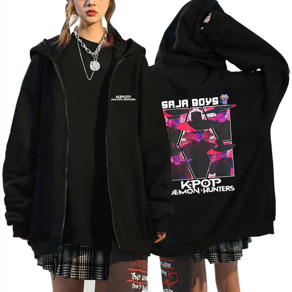 

Hot Movie KPop Demon Hunters Saja Boys Zip Up Hoodie Men Women Clothing Korean Fashion Trend Zipper Hoodies Men's Casual Jacket
