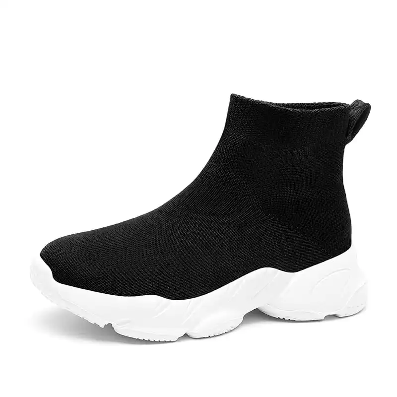 MWY Fashion Black Kids Boots Girls High Top Socks Shoes Kids Shoes Comfortable Ankle Boots Toddler Girls Shoes Children Boots