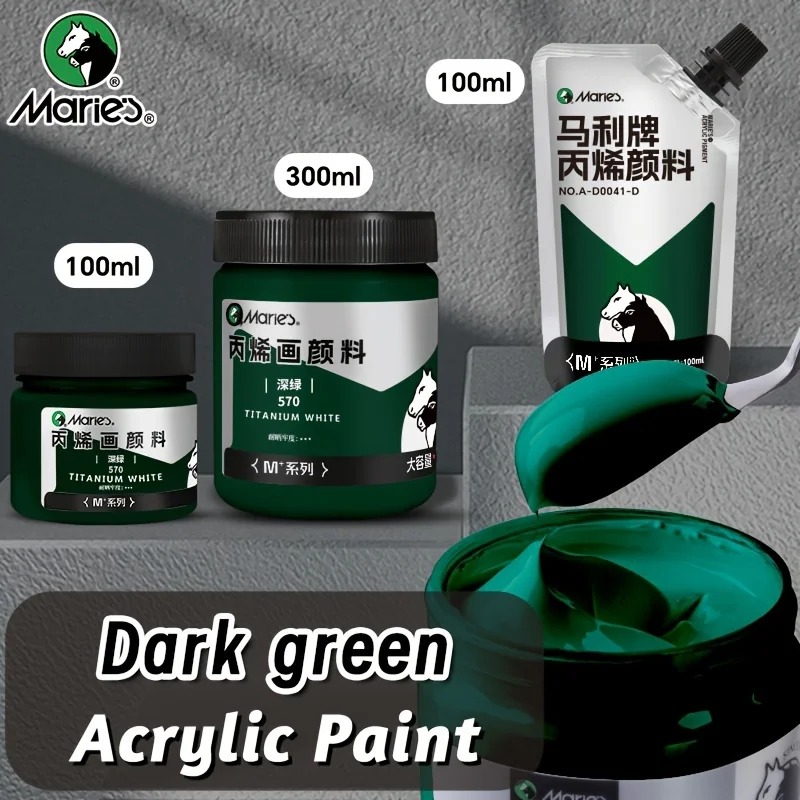 1pc Marie's Forested Green Acrylic Paint Pigment 100/300 m(3.38 oz/10.1oz),Professional for Stone,Adults,Indoor & Art Paint